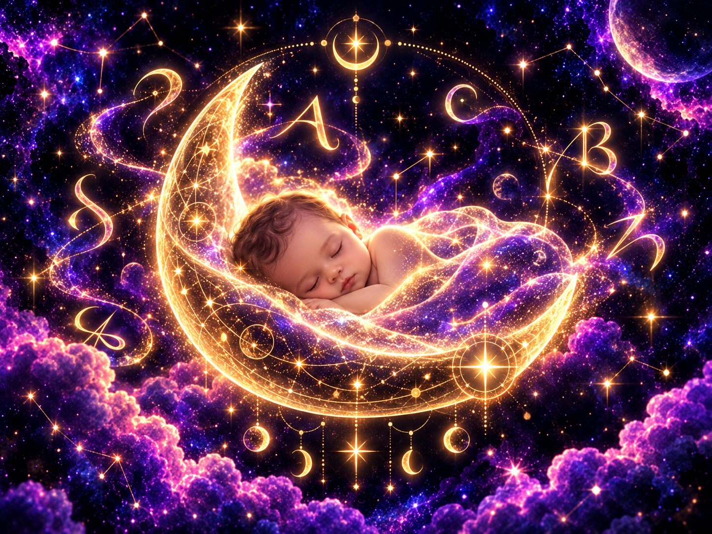Starlit cradle and baby name imagery