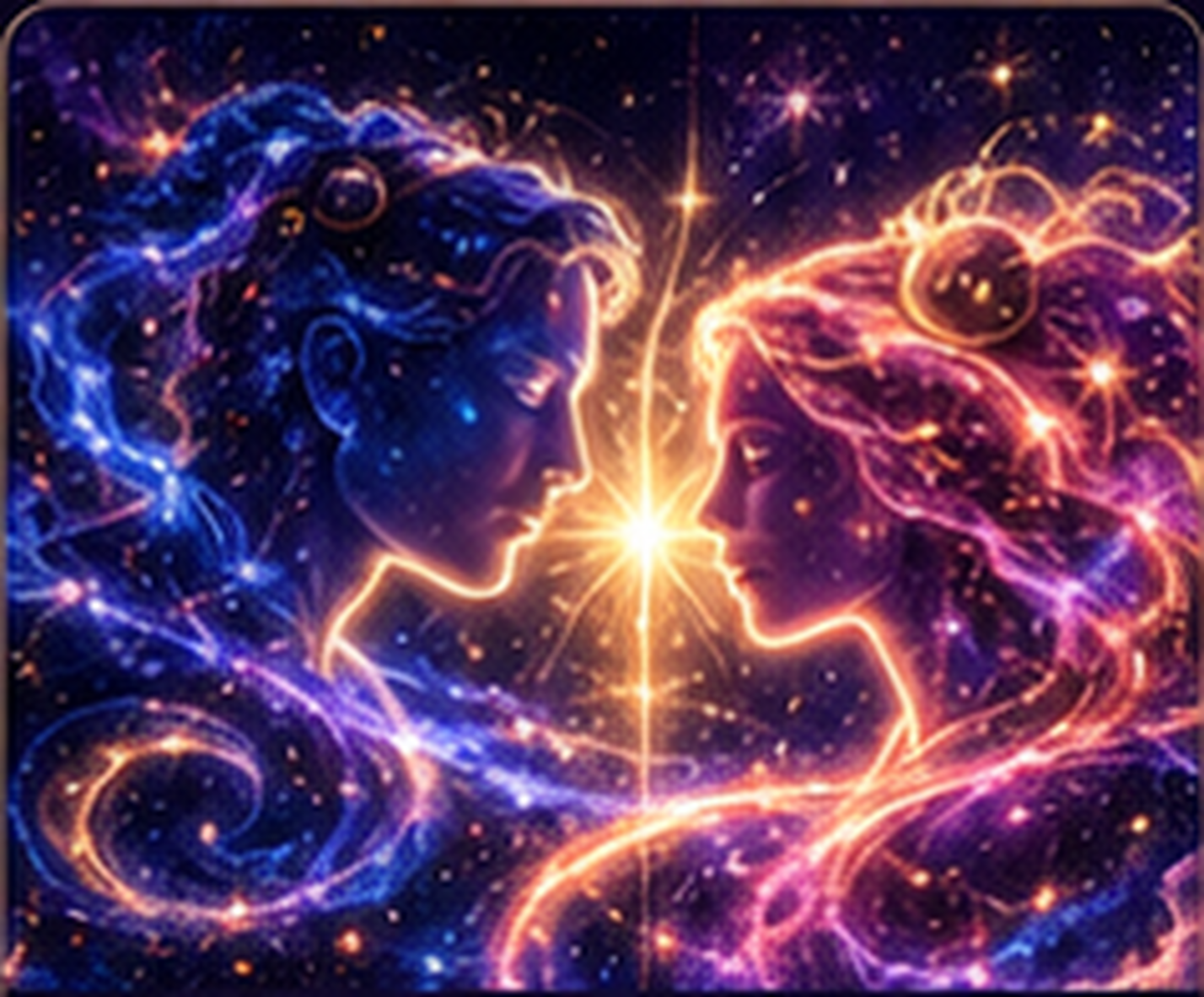 Two celestial figures connected by light